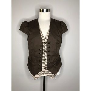 NWOT BCBG MAX AZRIA STRIPED MILITARY BUTTON VEST